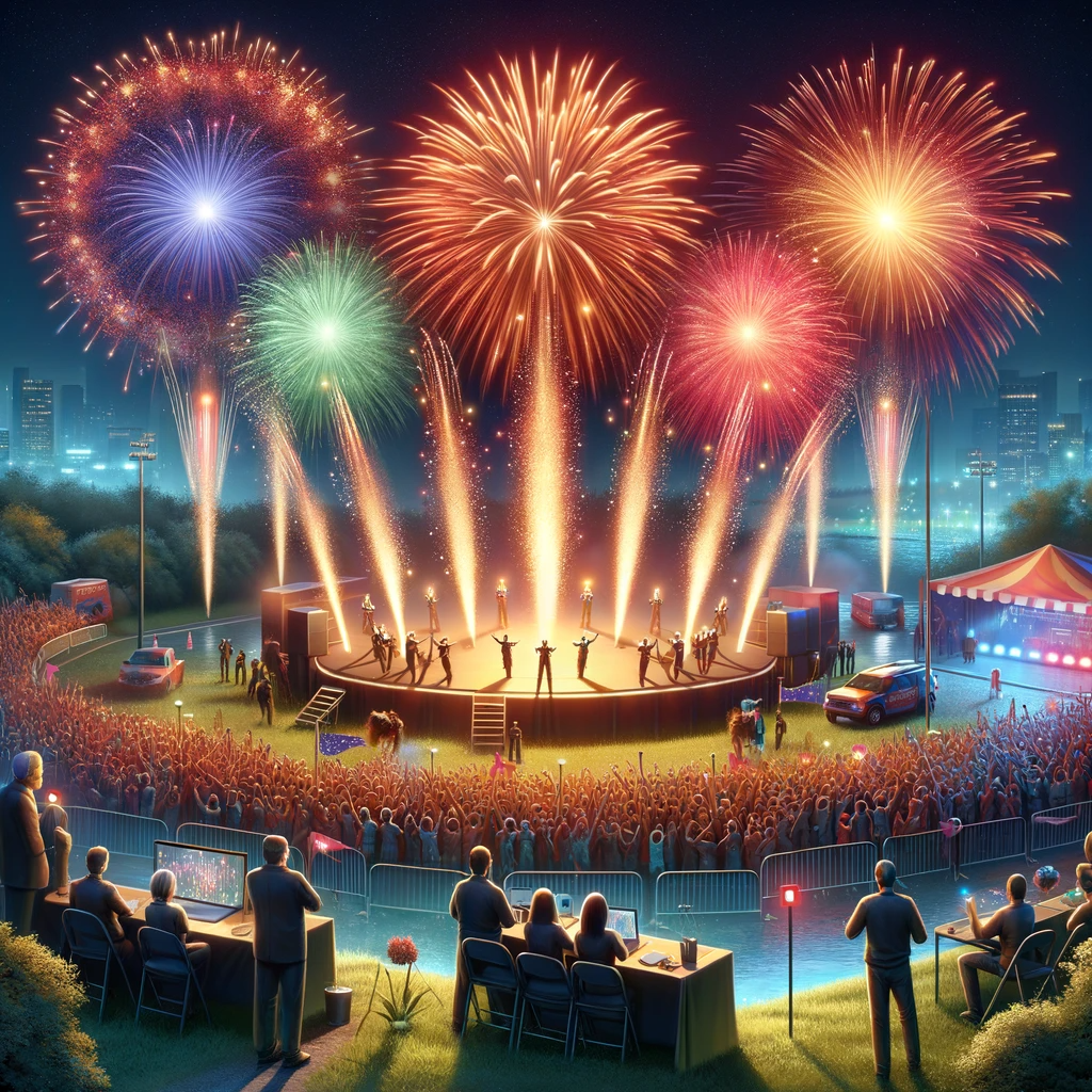 DALL·E 2024 01 25 15.49.25 An image for a Why Choose Us section of a fireworks company without any text. The scene features a professional fireworks display with vibrant fir