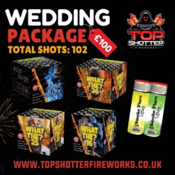 Image of the Budget Wedding Fireworks Package by Top Shotter Fireworks, showcasing the package which is priced at £100 and includes 102 shots.