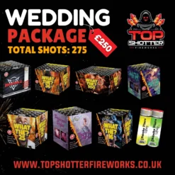 Image of the Budget Wedding Fireworks Package by Top Shotter Fireworks, showcasing the package which is priced at £250 and includes 275 shots.