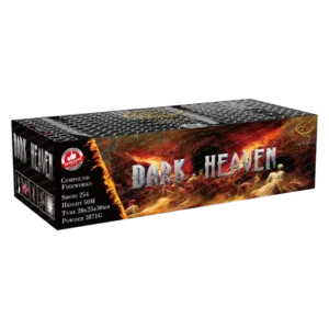 Dark Heaven 254-Shot 1.3G F3 Compound Cake by Gemstone Fireworks – new & improved 2025 effects with bigger bursts and an intense finale.