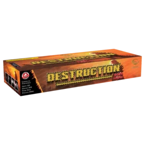 Destruction 320-Shot 1.3G Compound Cake by Gemstone Fireworks – new & improved 2025 effects with bigger bursts and enhanced finale.