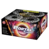 Portal Cluster 116 Shot F3 Compound Cake by Gemstone Fireworks – a futuristic vortex firework with 1.3G power and 30mm tubes, new for 2025.