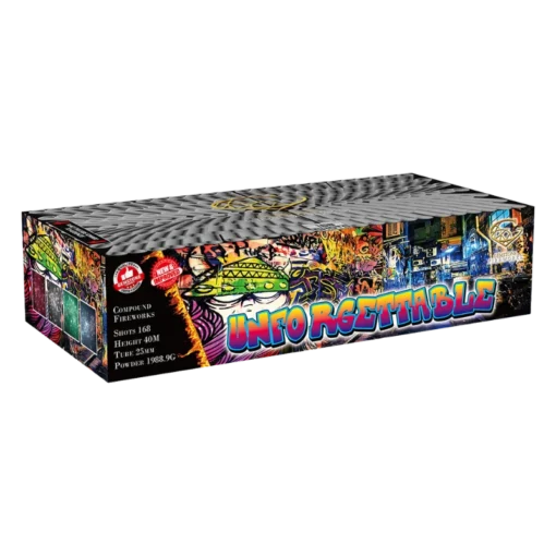 Unforgettable 168-Shot 1.3G F3 Compound Cake by Gemstone Fireworks – new & improved 2025 effects with a high-energy grand finale.