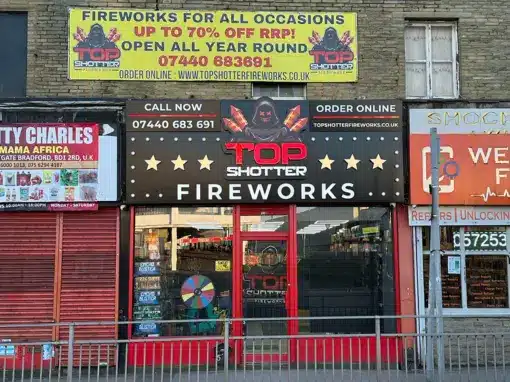 Top Shotter Fireworks In Bradford Shopfront