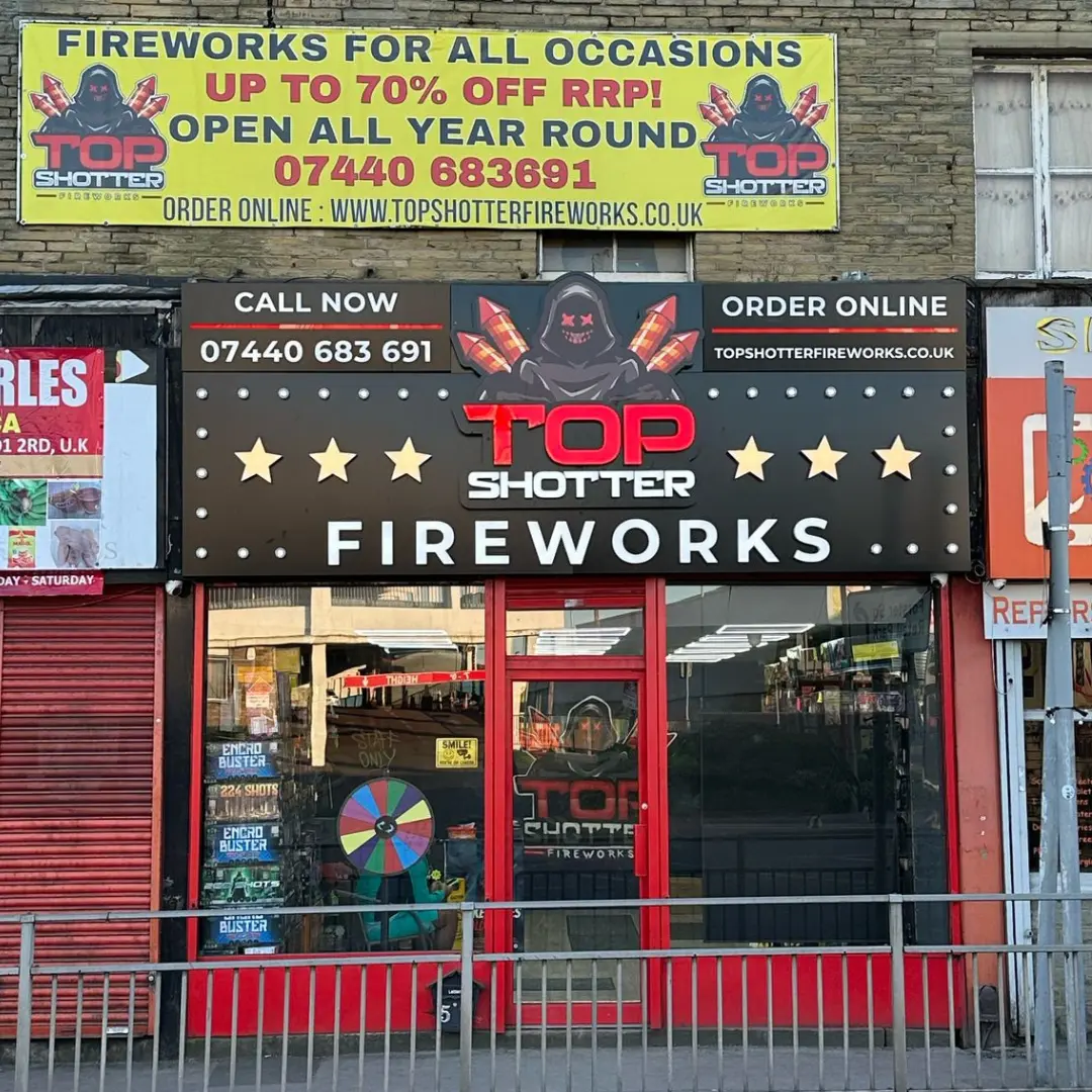 Top Shotter Fireworks In Bradford Shop Front Zoomed
