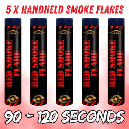 5 Pack Red Smoke Flare By Hallmark Fireworks Handheld