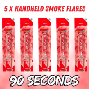 Handheld Red Smoke Flare bundle 5 pack 90 seconds by cube fireworks