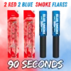 Red and Blue Smoke Flares Handheld 90 Seconds 4 Pack