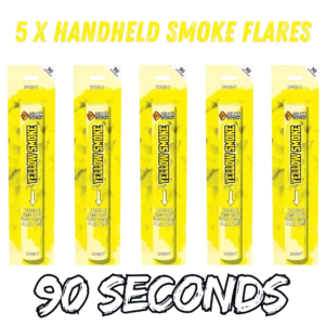 Handheld Yellow Smoke Flares By Cube Fireworks 90 Seconds