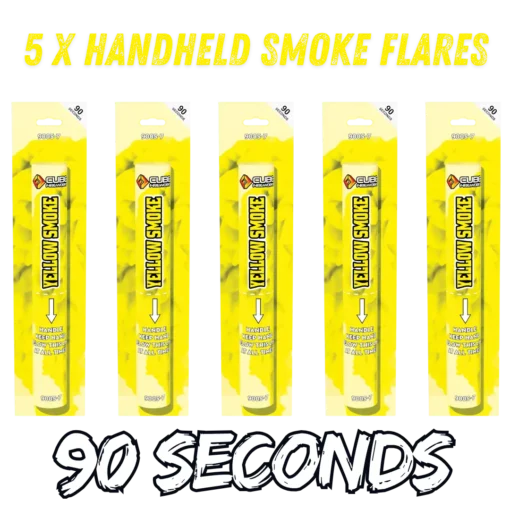 Handheld Yellow Smoke Flares By Cube Fireworks 90 Seconds