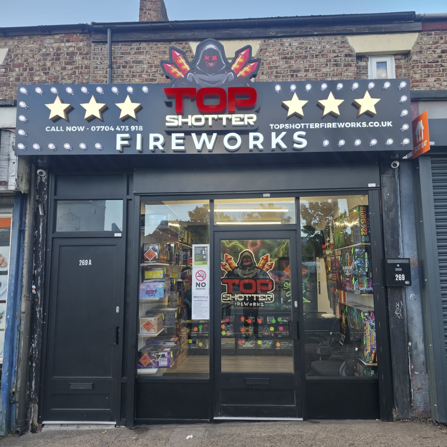 Top Shotter Fireworks shop front, 269 Shields Road, Newcastle
