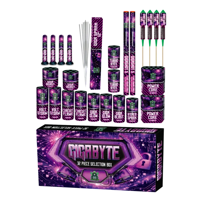 Gigabyte By Encrypted Fireworks 32 Piece Selection Box
