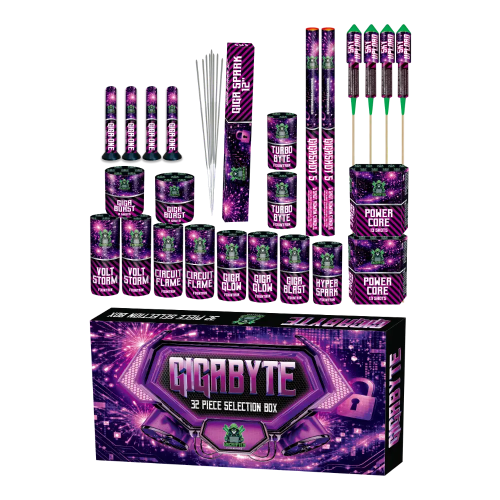 Gigabyte By Encrypted Fireworks 32 Piece Selection Box